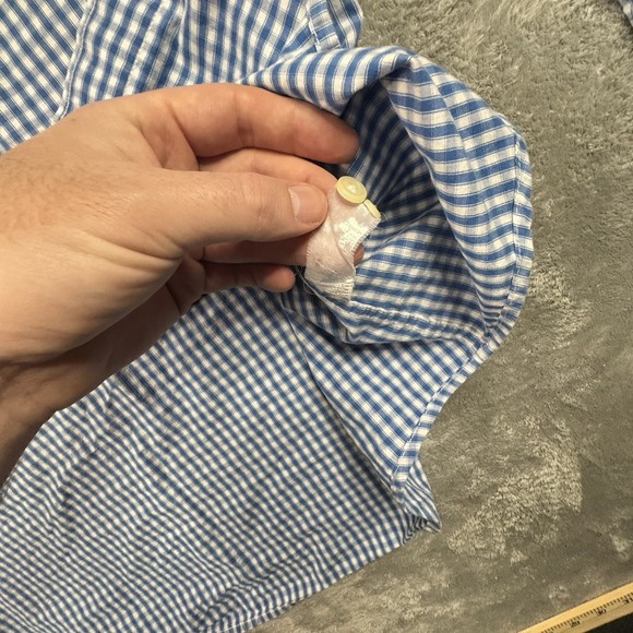 IZOD Men's 3XL Blue & White Check Button Down Dress Shirt Roomy Plus SEE DESCRIP - Picture 4 of 14